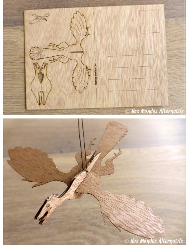 Carte postale en bois Ptérodactyle